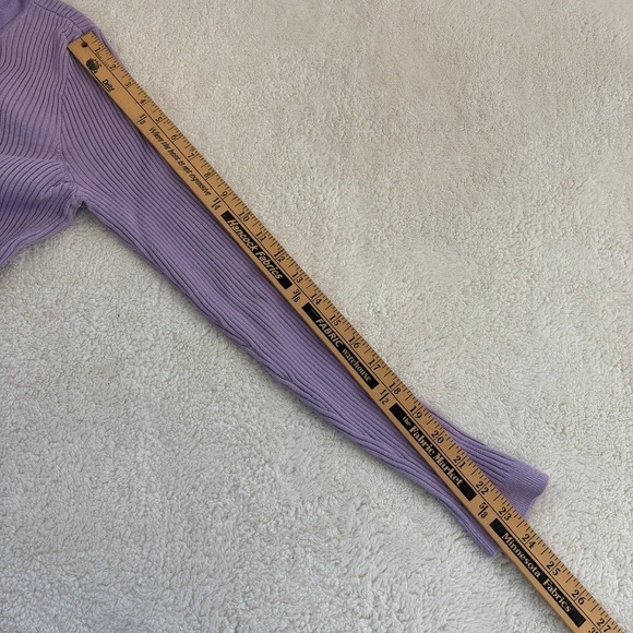 White House Black Market Ribbed Button Down Long Sleeve Sweater Women's L Lilac - Picture 7 of 9